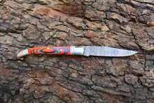 Handmade custom Folding Knife Wood camping hunting Damascus steel with Cover