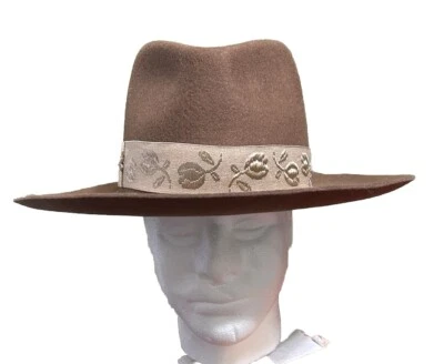 Olive & Pique Wool Shea Rancher Wide Brim Hat Brown Rose Band Adjustable NWOT - Image 1 of 4
