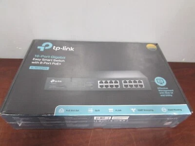 TP-LINK 16-PORT GIGABIT EASY SMART SWITCH WITH 8-PORT POE+ TL-SG1016PE (24C) - Image 1 of 3