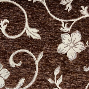 Luxurious Chenille Floral Fabric for Upholstery 54" Wide Sold by the Metre Brown - Picture 1 of 3