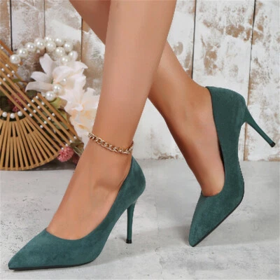 Fashion Women's Stiletto Heel Pumps Pointed Toe Lightweight Casual Slip On - Image 1 of 4