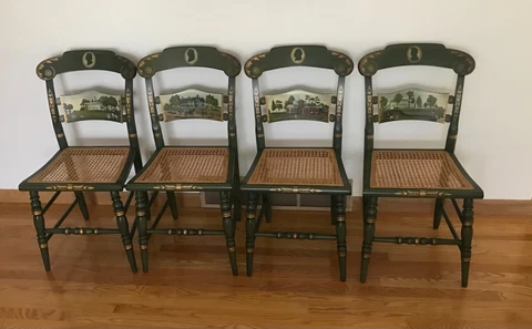Set of 4 Hitchcock Chair Ltd Edition Bicentennial Presidents Cane Seat Green Cover