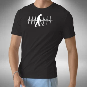 Metal Detecting Heartbeat T-Shirt Funny Detector Treasure Hunter Small to 5XL - Picture 1 of 6