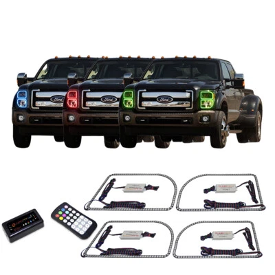 RGB Multi Color Bluetooth Headlight Halo kit for Ford F-250 Super Duty 11-15 Foto 1 de 4