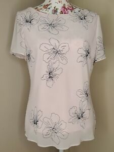 Liz Jordan Pale Pink Floral Top Size 12 Short sleeve shirt blouse