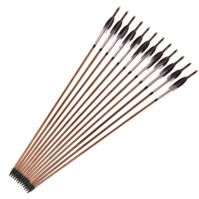 6Pc 31''Bamboo Arrows Archery Diameter 8.5 mm Spine 500 W/Turkey Feather F Shoot - Image 1 of 4