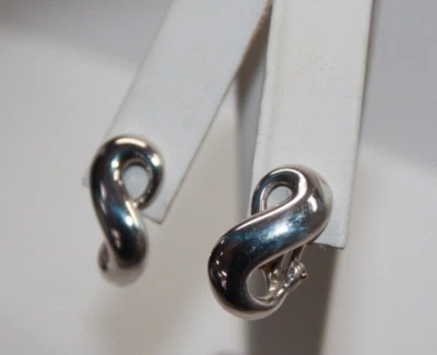 Tiffany & Co. Sterling Silver Infinity Figure 8 Omega Back Earrings [085GRA] - Image 1 of 4
