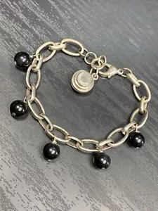 Damen AUTHENTISCH SIGNIERT Sno of Sweden schwarzer Stein Perlen Armband 7-8" Ling - Bild 1 von 9