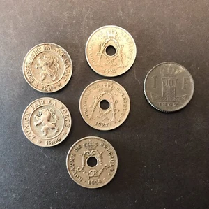 Lot of 6 Belgium 10 Ces Coins 1894, 1904, 1927, 1942 Leopold II, Albert - Picture 1 of 2