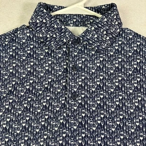 1764 Camicia Uomo Piccola Blu Golf Polo Cocktail Performance Elasticizzata Casual Boho - Foto 1 di 8