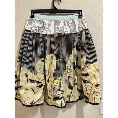 Falda Cabi Talla 6 Marrón Beige Floral Rayas Algodón Línea A Ropa Mujer Foto 1 de 4