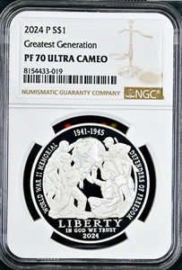 2024-P $1 GREATEST GENERATION Silver Dollar WWII  NGC PF70 UCAM 🇺🇸 - Picture 1 of 4