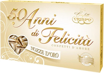 CONFETTI CRISPO | MANDORLA NOZZE D'ORO | 50 ANNI | 1 PACCHETTO
