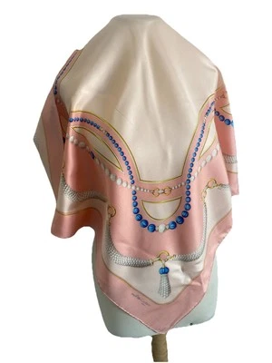 S44# Must de Cartier Silk Scarf Pink Jewel Chain Print - Image 1 of 4