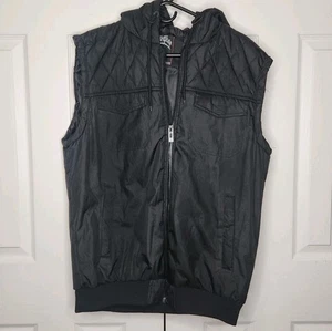 Blue Gear Herren schwarz gesteppte gefütterte Weste durchgehender Reißverschluss Kapuze ärmellose Jacke Lg - Bild 1 von 12