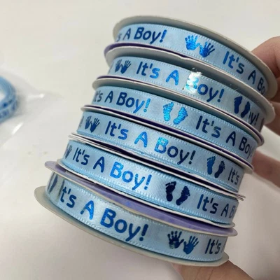 "Its a Boy" синяя лента 3/8" Oh Sweet Baby 35 ярдов, несколько катушек детские ножки  - Изображение 1 из 4