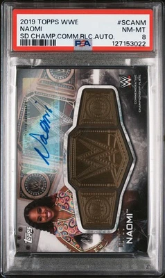 2019 TOPPS WWE SMACKDOWN CHAMP COMMEMORATIVE RELIC AUTO #SCANM NAOMI 8/10 PSA 8 - Image 1 of 2