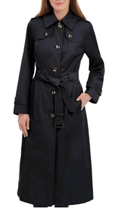 London Fog Women's Single Breasted Hooded Long Trench Coat Size Large NWT - Picture 1 of 9
