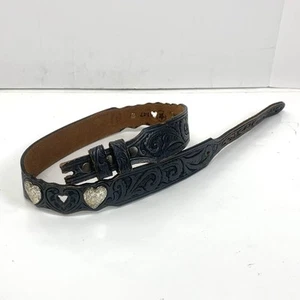 Silver Creek Collection Heart Concho Tooled Belt No Buckle Western Size 28 - Imagen 1 de 11
