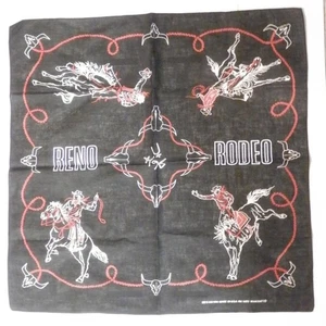 Vintage Reno Rodeo Handkercheif von Wamcraft - schwarz ca. 21,5" quadratisch USA - Bild 1 von 3