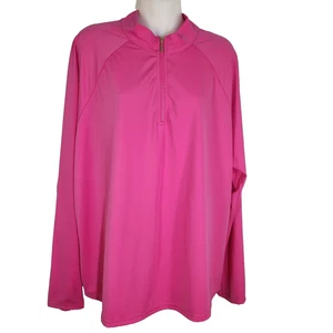 Susan Graver Women's Soleil Rashguard Top Size 22W Pink Half Zip UPF 30 Outdoor - Picture 1 of 9