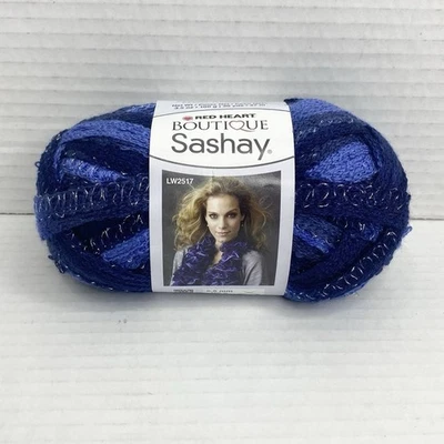 Red Heart Boutique Sashay Yarn Rumba Blue Navy Blue with Metallic Silver 30 yds - Image 1 of 4
