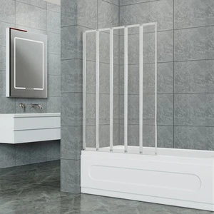 Foldable Bath Shower Screen Over Bath Door 4-5 Panels Tempered Glass Screening - Picture 1 of 12