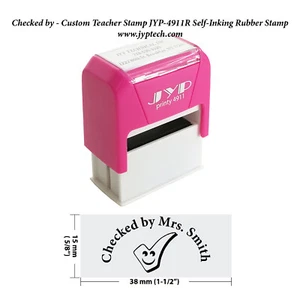 Your Logo w. Custom Teacher Stamp JYP-4911R Self-Inking Rubber Stamp - Picture 1 of 11