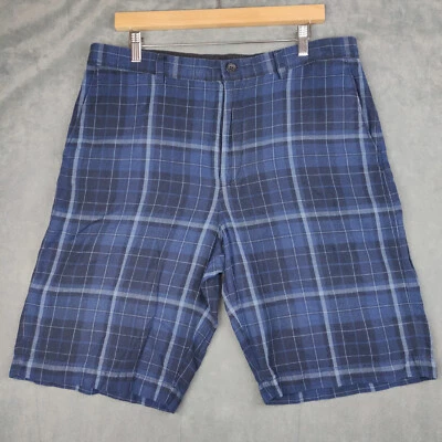 Banana Republic Shorts Mens 34 - 10 inch Linen Blend Blue Plaid Bermuda - Image 1 of 4