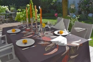 Tablecloth Provence 150x240 cm Brown Leaves France Easy Care Wrinkle-Free - Picture 1 of 8
