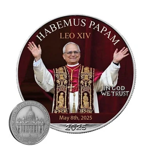 Moneda de plata color Papam Papa León XIV 2025 - Imagen 1 de 12