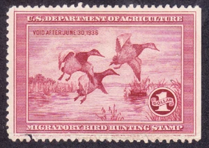 US Scott RW2 old $1 Migratory Bird "Duck" Hunting stamp M/NG NSE CV $165 - Picture 1 of 1