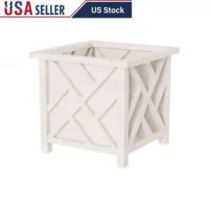 Outdoor Lattice Planter Box W/ Drainage Durable Plastic Garden Pot Flowers New - Picture 1 of 8