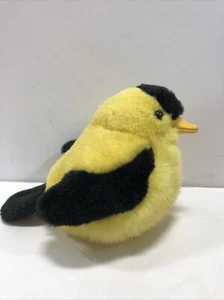 K & M Stuffed Plush Bird Yellow & Black with Sound 6" Stuffed Toy Easter Spring - Picture 1 of 7