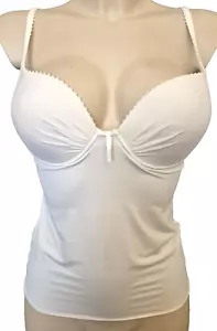 Jolidon Schalen Bügel BH-Hemd Top Gr.75D UK 34D Camisole Chemise stretch Weiß - Bild 1 von 4