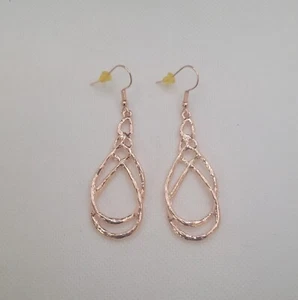 NWT Paparazzi Twisted Elegance Rose Gold Dangle Hook Earrings - Picture 1 of 5
