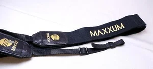 Minolta Maxxum Black/Gold wide camera shoulder strap - Picture 1 of 2