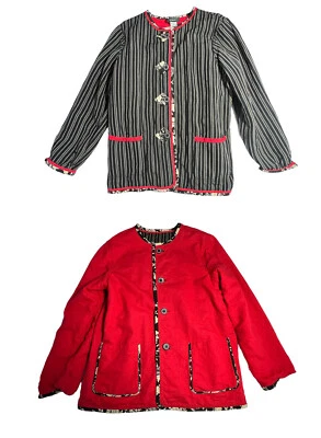 Koos of Course Jacket Womens M Black Stripe Reversible Red Vintage Flawed Blazer - Image 1 of 4