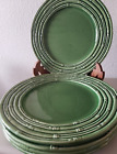 Set of 5 Bordallo Pinheiro Green Bamboo Dinner Plates 10" Tiki Spring CRAZED