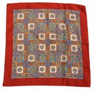 Vintage Liberty of London Schal Floral Seide Rot Patchwork Creme Blume - Bild 1 von 5