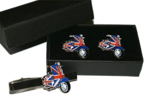 Lambretta Scooter Cufflinks with/without Tie Clip Gift Boxed Mens MOD Union Jack - Picture 1 of 8