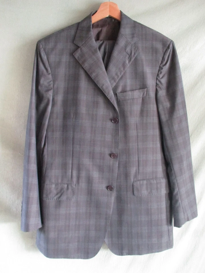 Traje Faconnable Usado en Excelente Condición Marrón Gris Cuadros Recientemente Moderno Dos Piezas 37x31 54 42R Foto 1 de 4