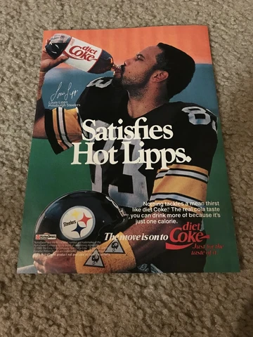 Vintage 1989 LOUIS LIPPS Diet Coke Poster Print Ad PITTSBURGH STEELERS 1980s Cover