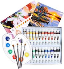 Acrylfarben Set 24 Tuben mit 4 Pinsel Malfarbe Künstlerfarbe Hochpigmentiert DHL