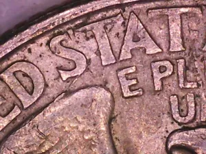 1996 P Quarter with Reverse Die Break and Die Chips from Wing to T - Picture 1 of 7