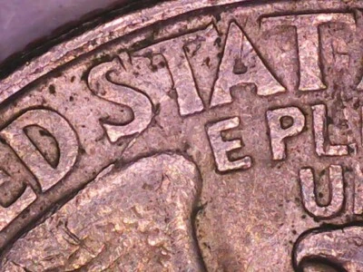 1996 P Quarter with Reverse Die Break and Die Chips from Wing to T - Image 1 of 4