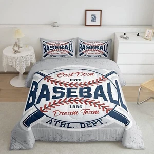 Homewish Baseball Comforter Set Vintage Sports Baseball Bedding Set 2pcs for ... - Picture 1 of 5