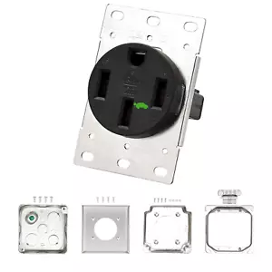 NEMA 14-50R Presa con Piastra di Copertura Quadrata Presa 50Amp per EV Elencati - Foto 1 di 1