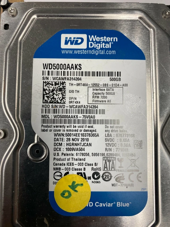 WD6400AAKS-22A7B2 DCM EBNNNT2MAB Western Digital 640GB SATA 3.5 Hard Drive - Image 1 of 1