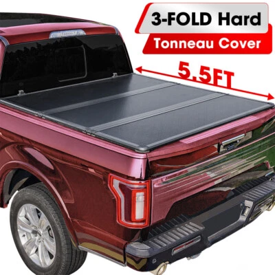 Cubierta rígida Tonneau de 5,5 ft 3 pliegues apta para camioneta Ford F150 F-150 2015-2025 plataforma Foto 1 de 4